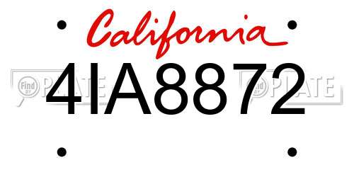 4IA8872 California License Plate
