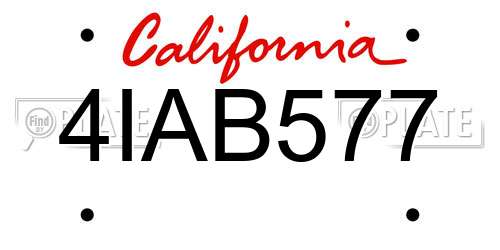 4IAB577 California License Plate