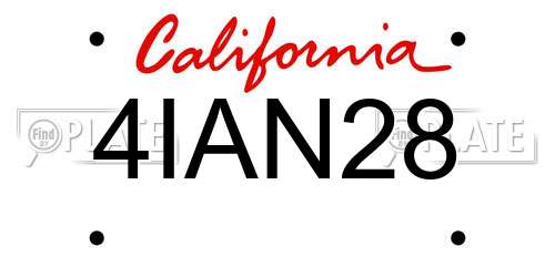 4IAN28 California License Plate