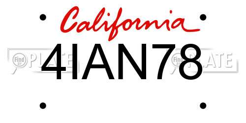 4IAN78 California License Plate