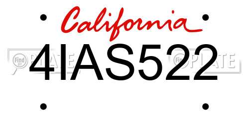 4IAS522 California License Plate