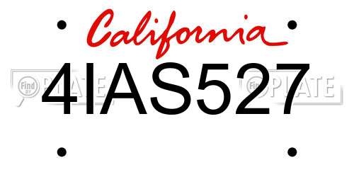 4IAS527 California License Plate