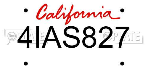 4IAS827 California License Plate