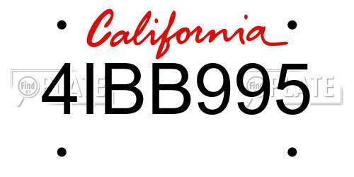 4IBB995 California License Plate