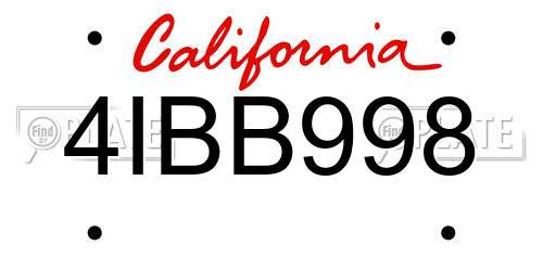 4IBB998 California License Plate