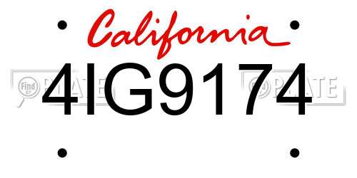 4IG9174 California License Plate