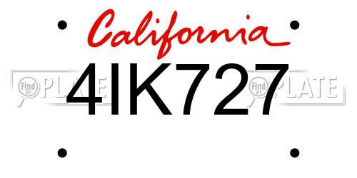 4IK727 California License Plate