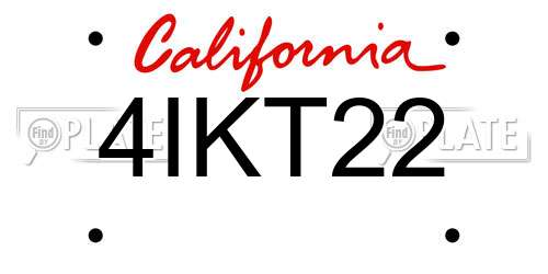 4IKT22 California License Plate