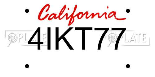 4IKT77 California License Plate