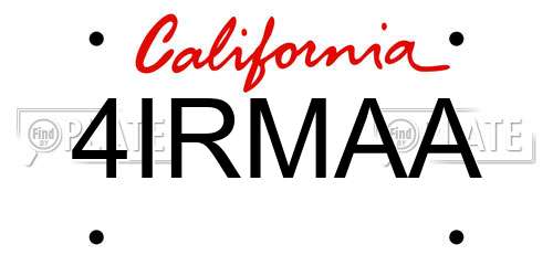 4IRMAA California License Plate