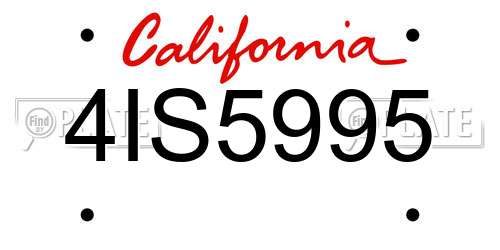 4IS5995 California License Plate