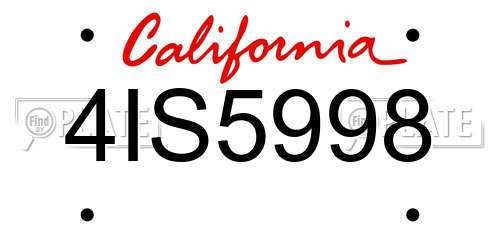 4IS5998 California License Plate