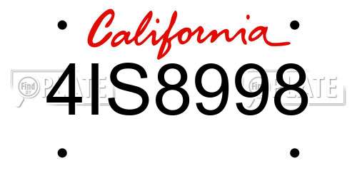 4IS8998 California License Plate