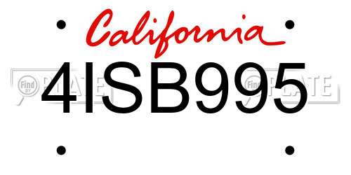 4ISB995 California License Plate