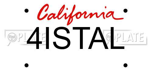 4ISTAL California License Plate