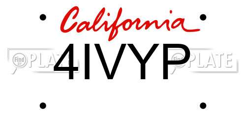 4IVYP California License Plate