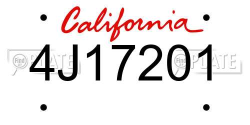 4J17201 California License Plate