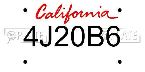 4J20B6 California License Plate