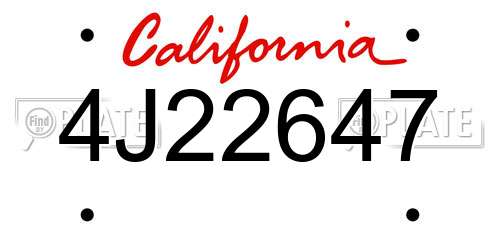 4J22647 California License Plate