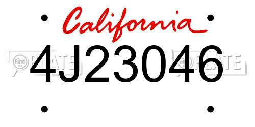4J23046 California License Plate