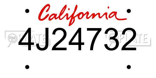 4J24732 California License Plate