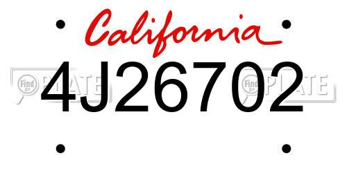4J26702 California License Plate