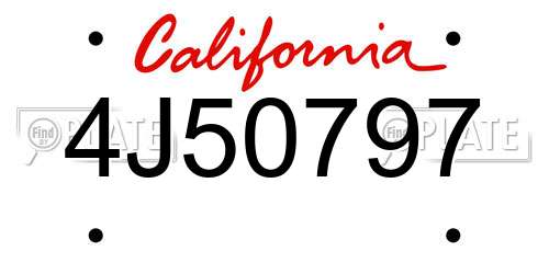 4J50797 California License Plate
