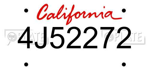 4J52272 California License Plate
