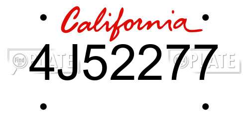 4J52277 California License Plate
