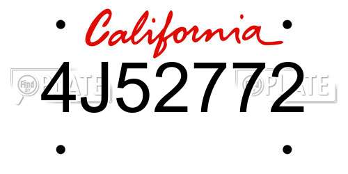4J52772 California License Plate
