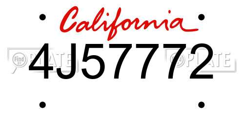 4J57772 California License Plate