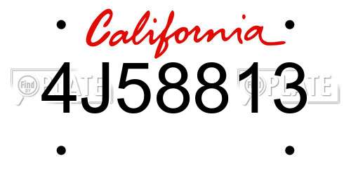 4J58813 California License Plate