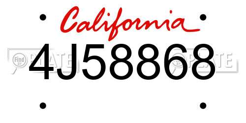 4J58868 California License Plate