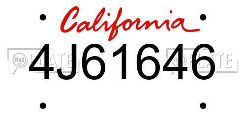 4J61646 California License Plate