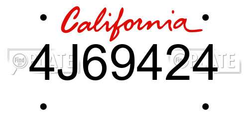 4J69424 California License Plate
