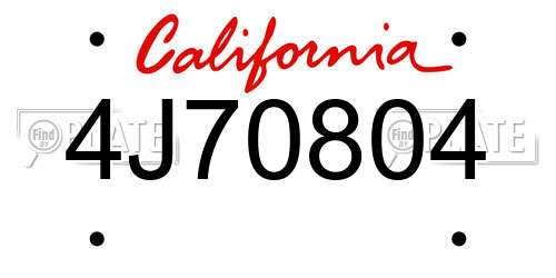 4J70804 California License Plate