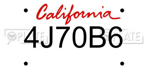 4J70B6 California License Plate