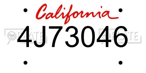 4J73046 California License Plate