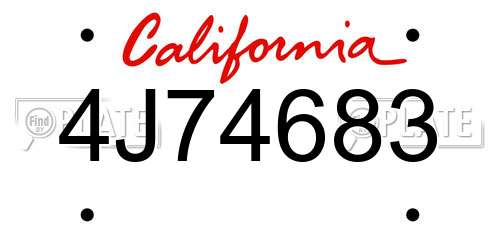 4J74683 California License Plate