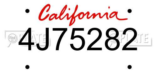 4J75282 California License Plate