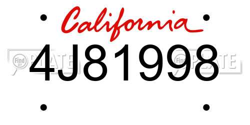 4J81998 California License Plate