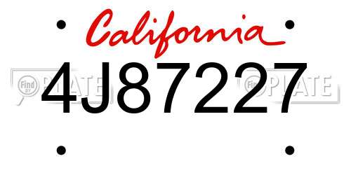 4J87227 California License Plate