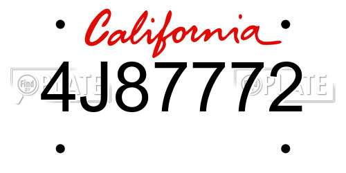 4J87772 California License Plate