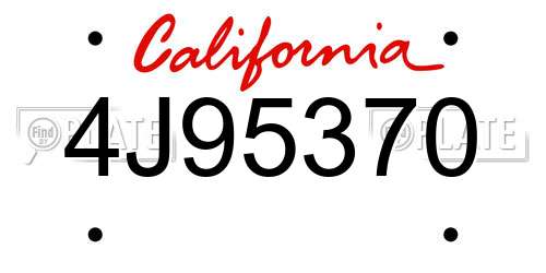 4J95370 California License Plate