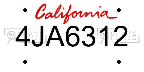 4JA6312 California License Plate