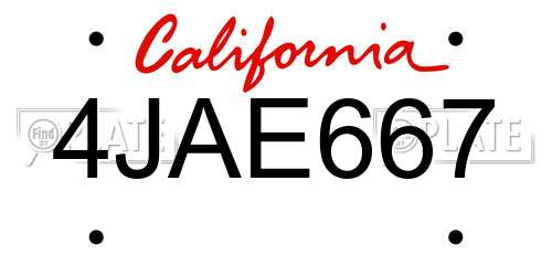 4JAE667 California License Plate