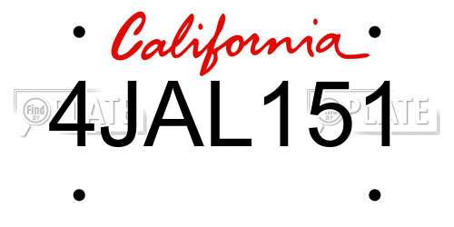 4JAL151 California License Plate