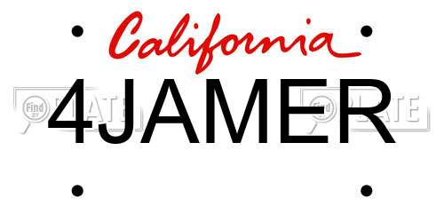 4JAMER California License Plate