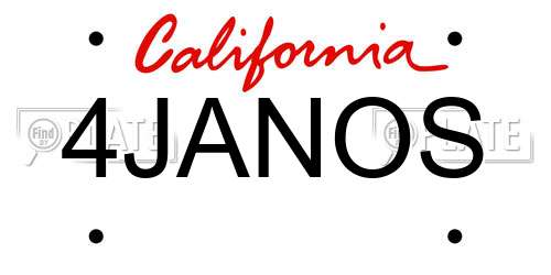 4JANOS California License Plate