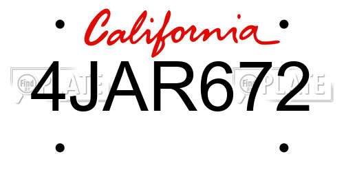 4JAR672 California License Plate